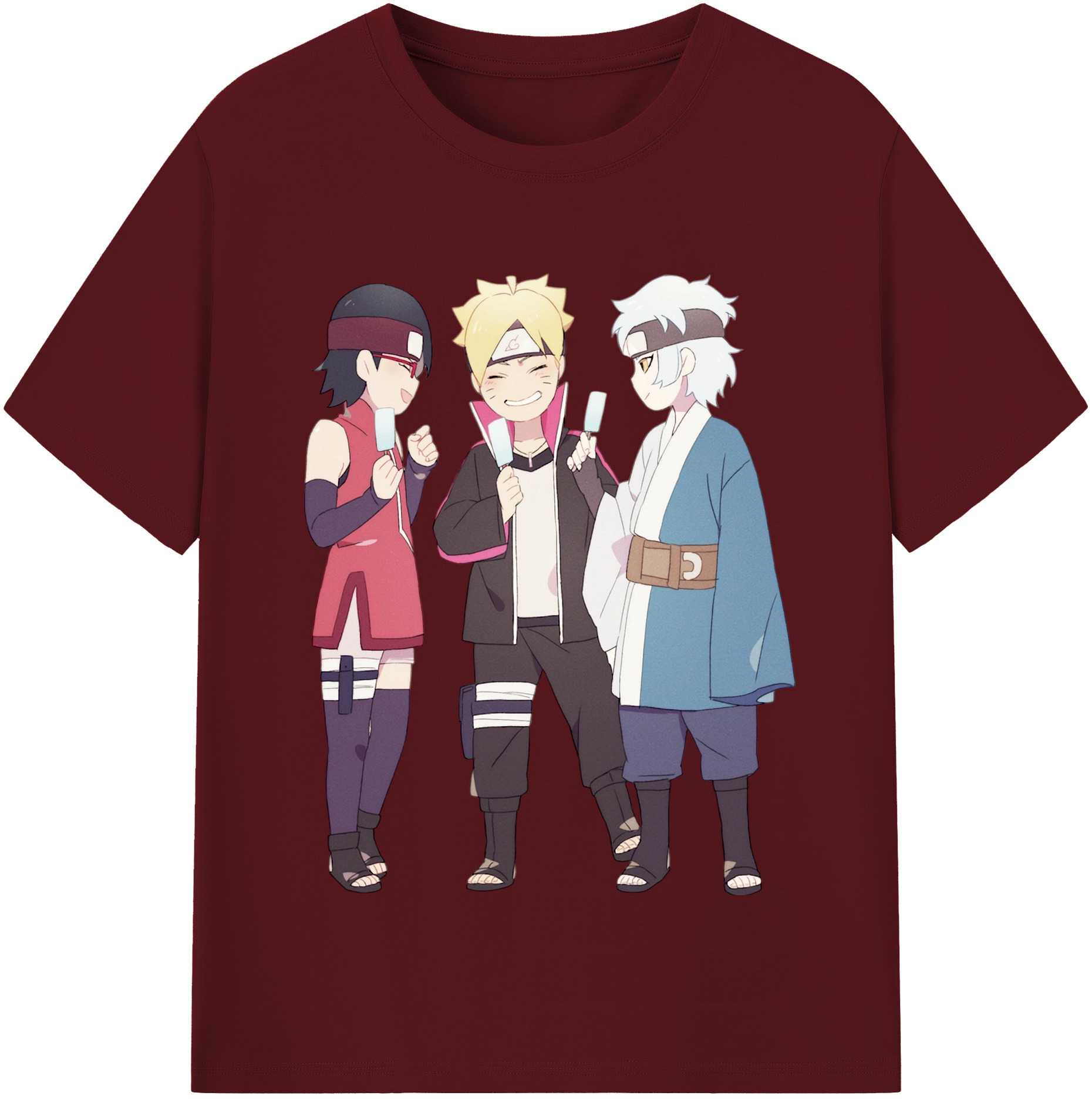 （画像用） NARUTO -ナルト- うちは サラダ Uchiha Sarada 綿100％半袖Tシャツ（フロントプリント）